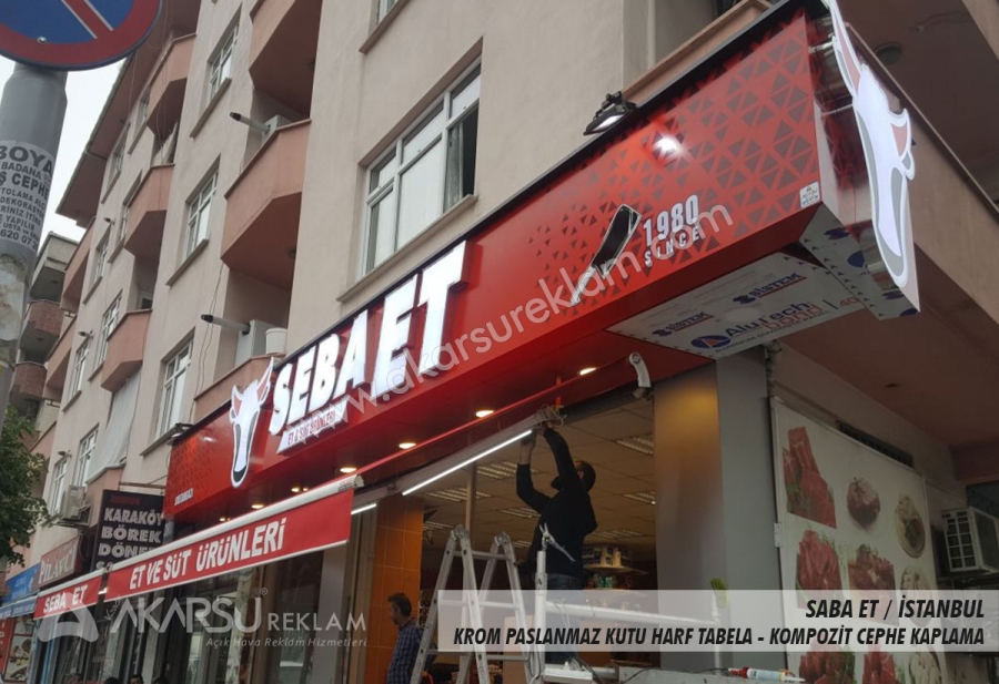 Saba Et Fileli Krom Paslanmaz Kutu Harf Tabela