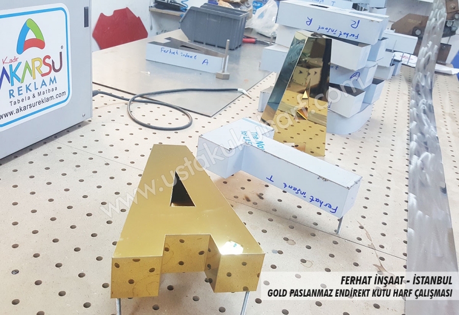 Endrekt Gold Paslanmaz Kutu Harf - Ferhat İnşaat