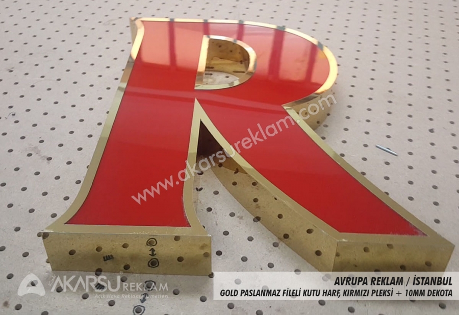 Gold Paslanmaz Fileli Kutu Harf - Avrupa Reklam / İstanbul