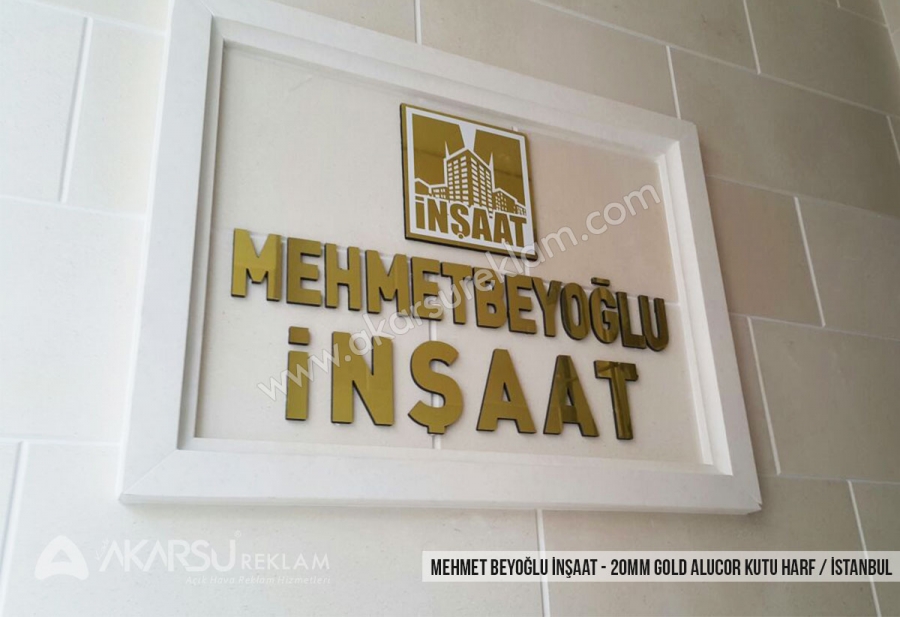 Mehmetbeyoğlu İnşaat - 20mm Gold Alucor Işıksız Kutu Harf
