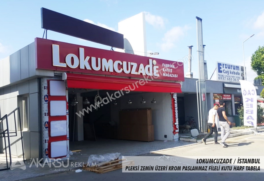 Lokumcuzade Pleksi Zemin Paslanmaz Kutu Harf Tabela