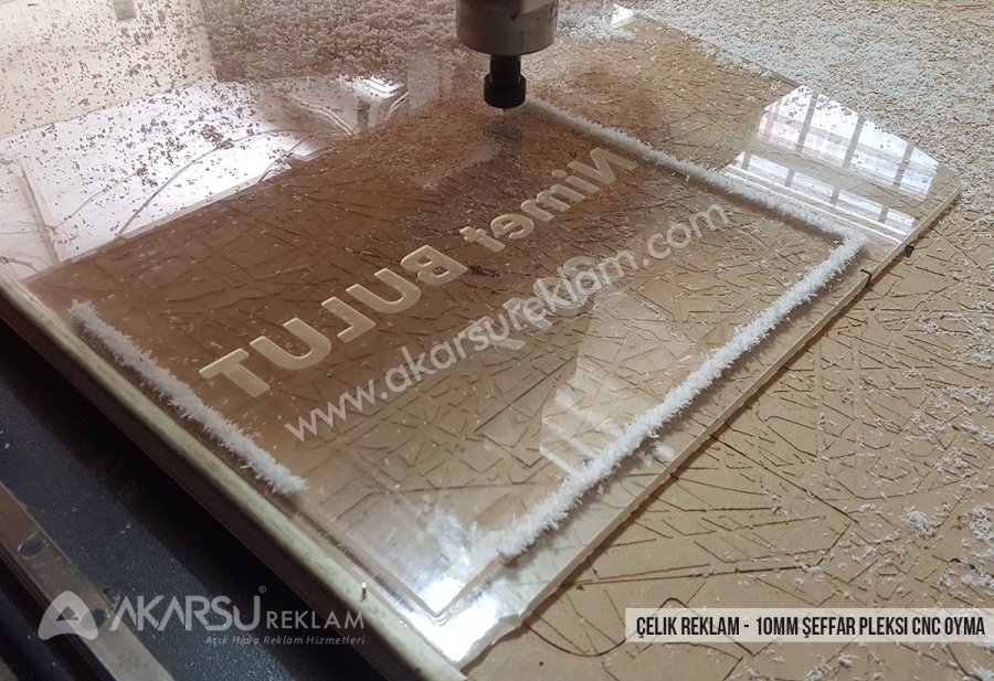 Çelik Reklam 10mm Şeffaf Pleksi Cnc Router Kazima