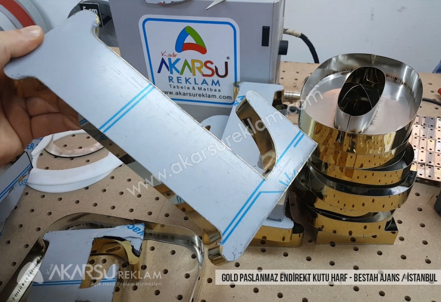 Gold Paslanmaz Kutu Harf - Bestah Ajans / İstanbul
