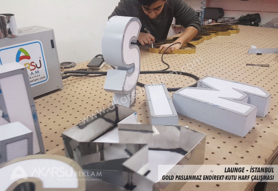 Endirekt Gold Paslanmaz Kutu Harf - Launge / İstanbul