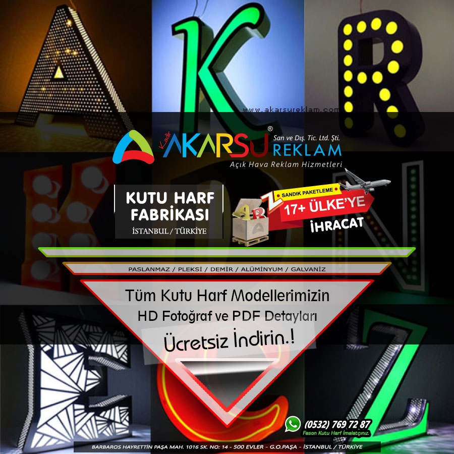 Akarsu Reklam Kutu Harf Modelleri - PDF. ve JPG Ücretsiz İndirin!