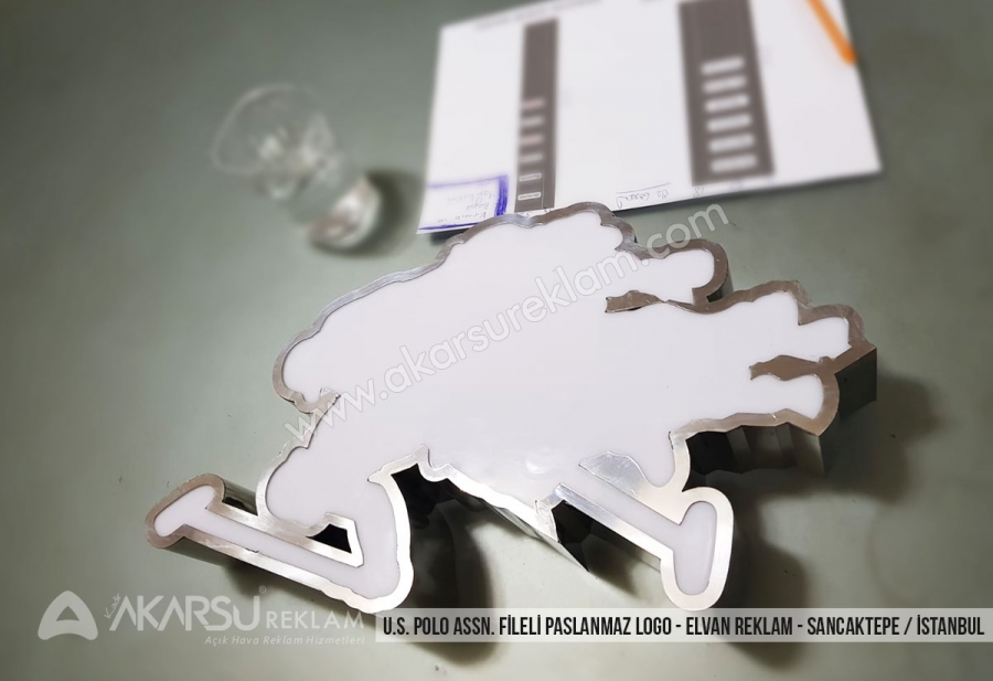 U.S. POLO ASSN. Fileli Krom Paslanmaz Logo Çalışması - Elvan Reklam / İstanbul